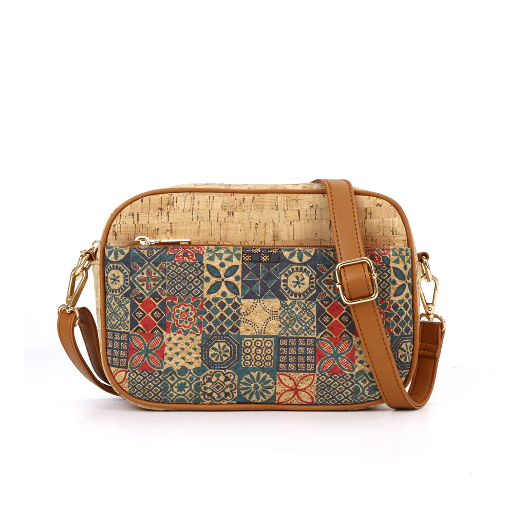 Bandolera vintage con estampado floral, bolso de mujer con estampado de corteza de árbol, bolso de hombro estilo étnico, versátil