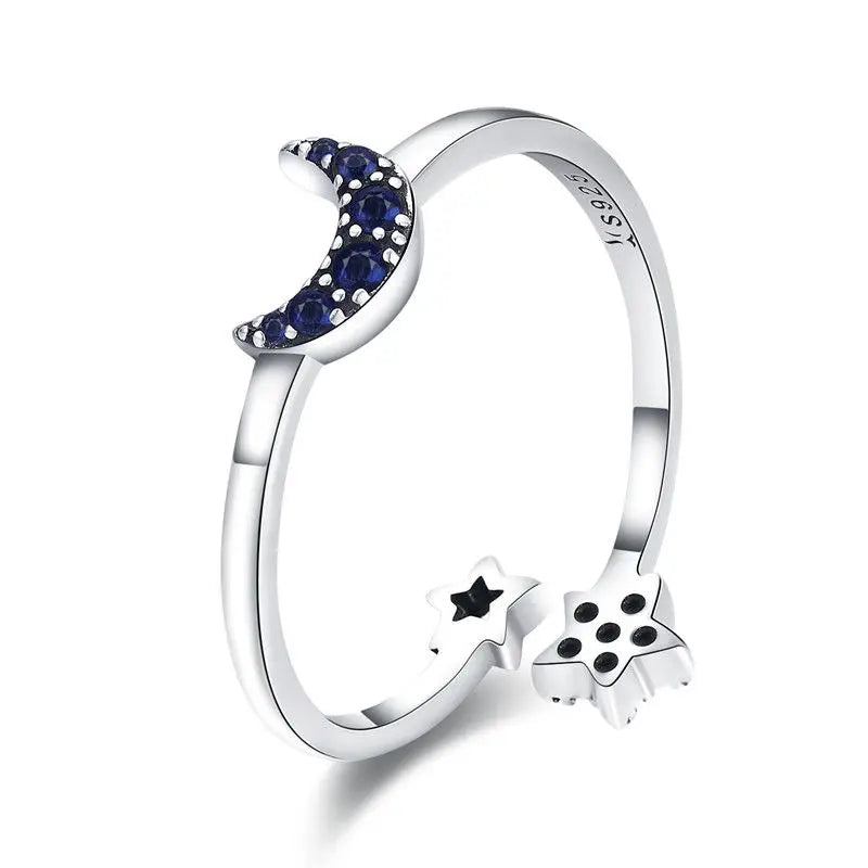 Adjustable Rings Real 925 Sterling Silver Stackable Engagement Zircon Open Size Rings For Women Jewelry big nose Official Store