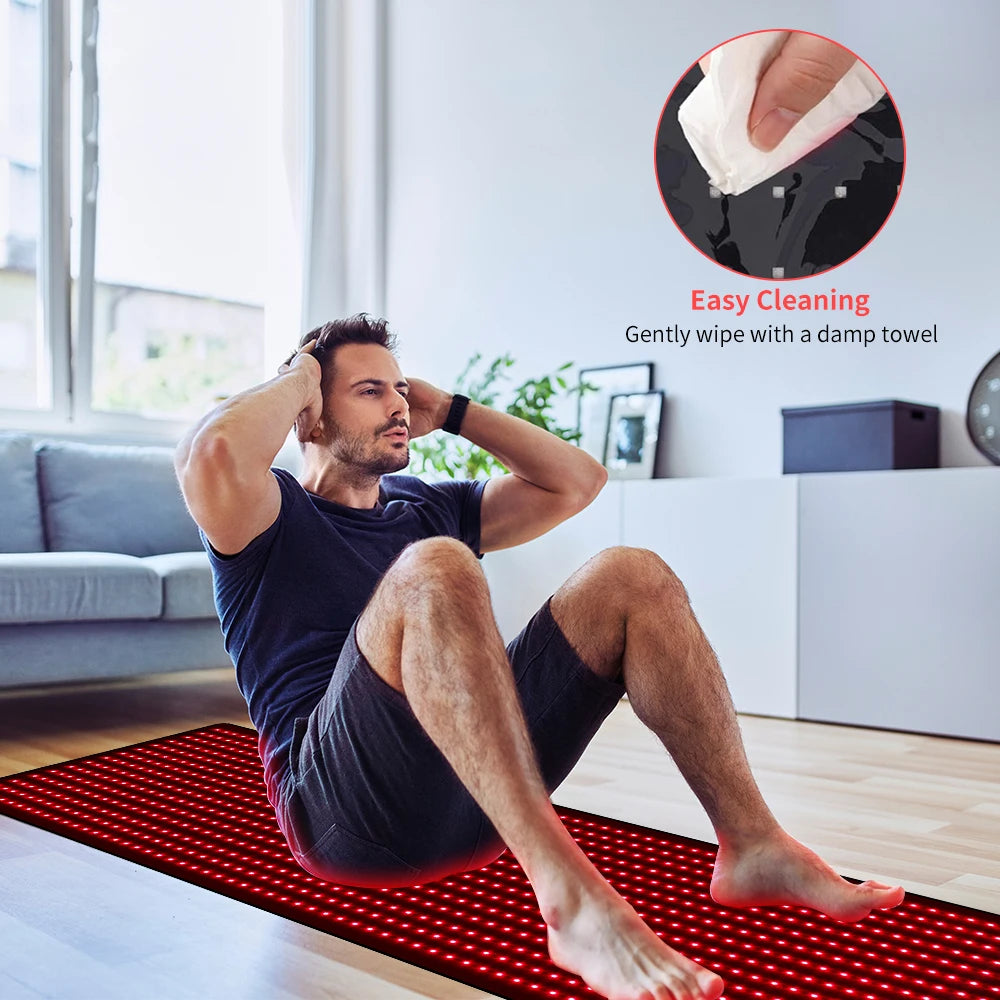 Manta de luz roja de cuerpo entero de 63" x 23.6", 945 cuentas LED de 660 nm y 850 nm, manta de luz roja, almohadilla de relajación LED de cuerpo entero
