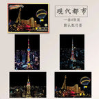4Pcs Children DIY Night Scene Art Scratch Painting Toys City Building AliExpress