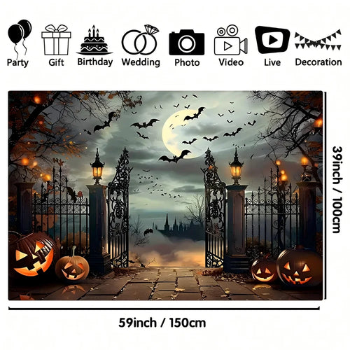 1pc pancarta de casa antigua rústica, adecuada para fiestas de Halloween, decoración interior y exterior, fiestas temáticas, aniversarios.