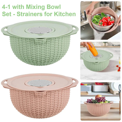Kitchen Colander Set with Plastic Mixing Bowl 360°Rotating Food AliExpress