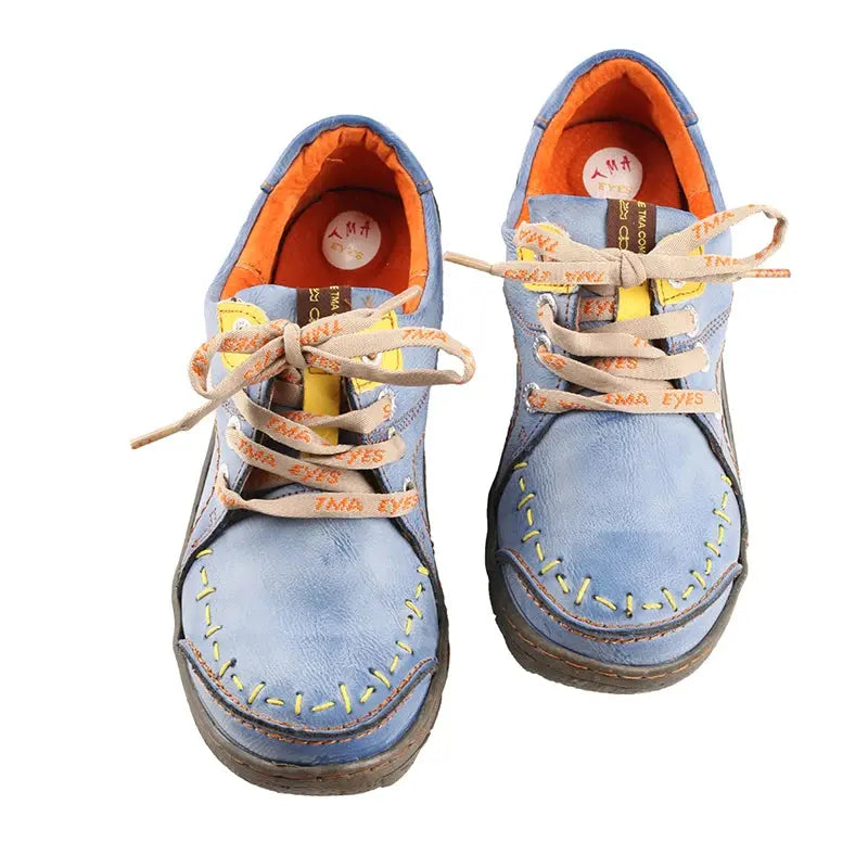 TMA EYES Women's Hand-Stitched Leather Sneakers Lightweight Flat AliExpress