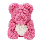 40/25cm Blue Rose Bear Heart Artificial Flower Rose Teddy Bear For
