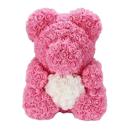 40/25cm Blue Rose Bear Heart Artificial Flower Rose Teddy Bear For