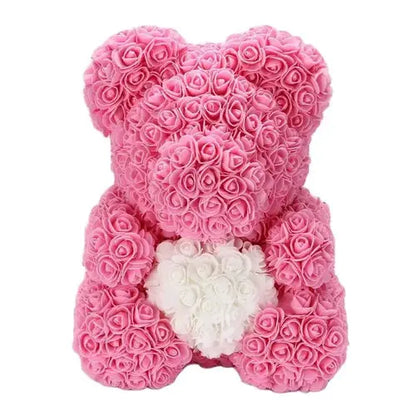 40/25cm Blue Rose Bear Heart Artificial Flower Rose Teddy Bear For