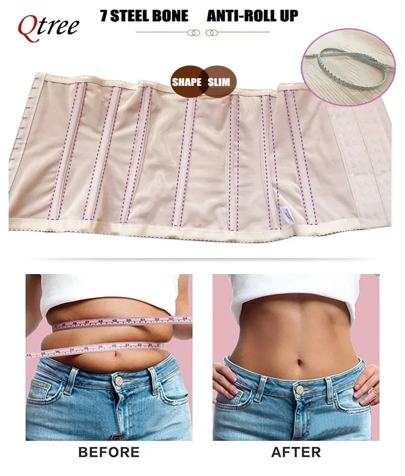 Qtree Dress Slimming Waist Trainer Belt Shapewear Women Belly Cincher Body Shaper Fat Compression Strap Girdles Firm Hook Corset Qtree Shapers Store
