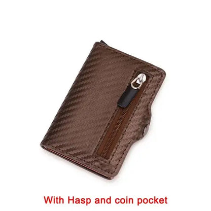 Carbon Fiber Rfid Blocking Men ID Credit Card Holders Wallet Leather