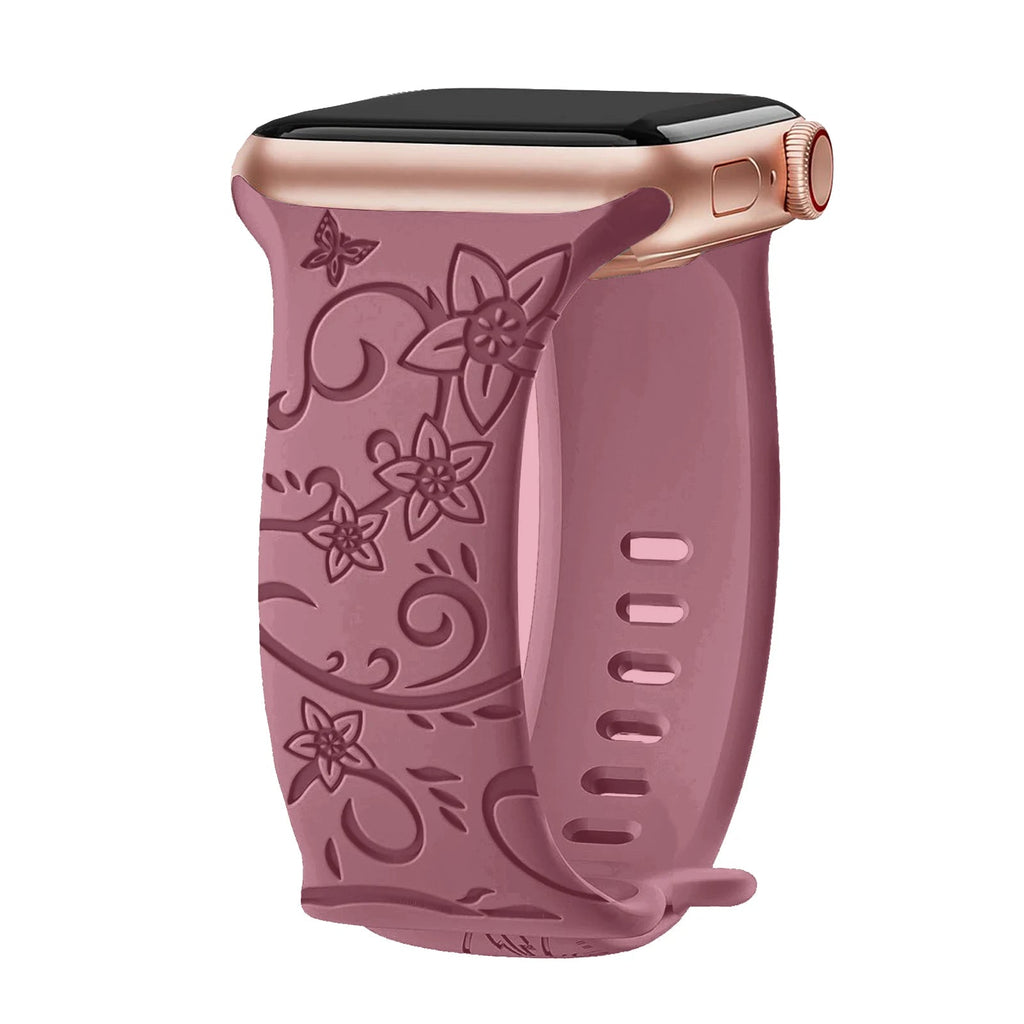 Levo Floral Engraved Silicone Band Personalized Strap Store