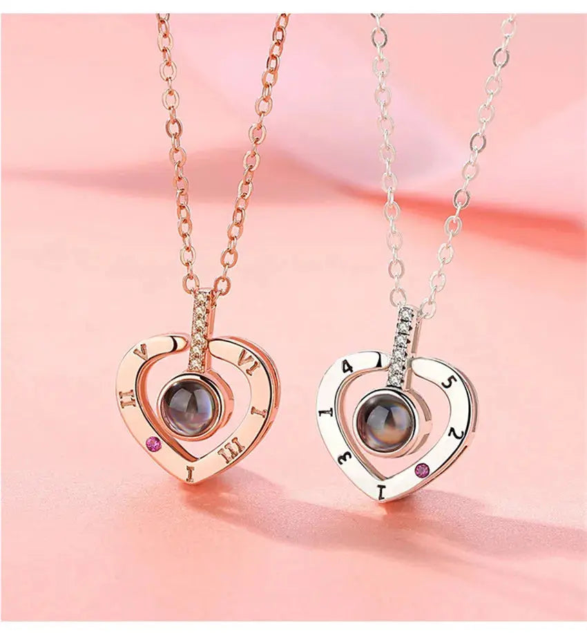 Collar de Proyección 100 Idiomas Te Amo Colgante Collares Para