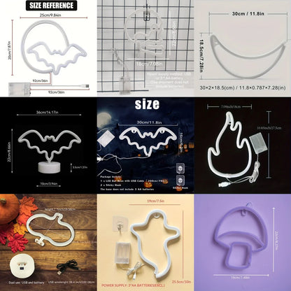 Halloween Led Neon Sign, Party Wall Art Decoration, Horror Atmosphere, Signature Neon Pendant, Room Night Light, USB or Battery Powered (Battery Not Included)