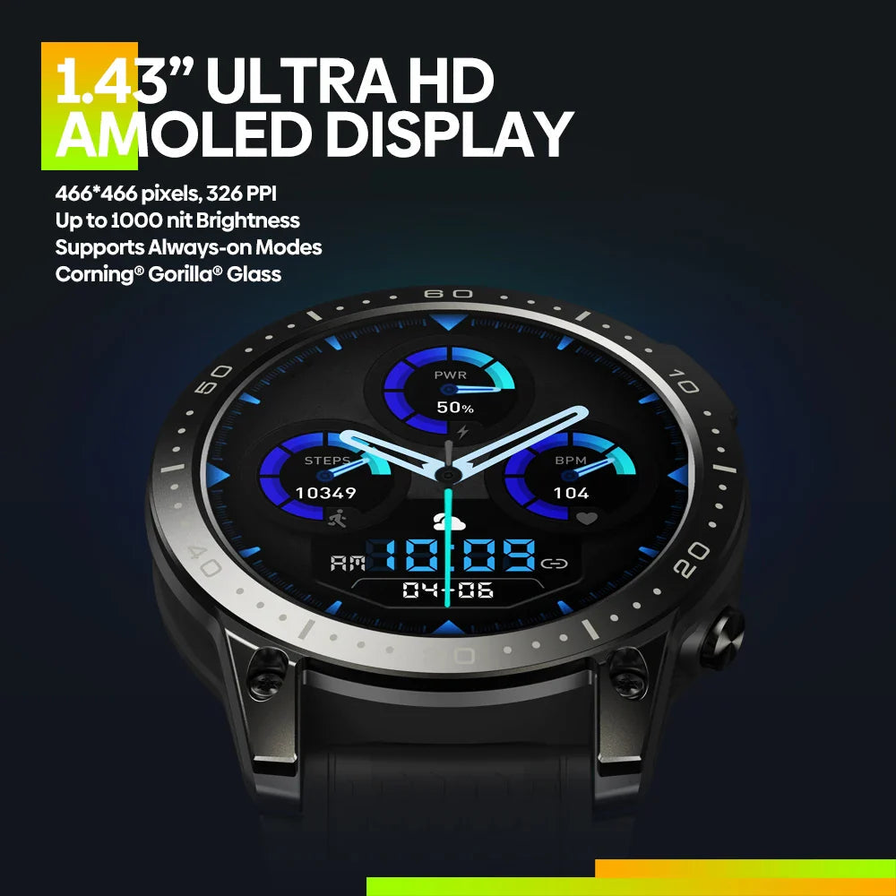 Zeblaze Ares 3 Pro Smart Watch Ultra HD AMOLED Display Voice Calling Function 100+ Sports Modes 24H Health Monitor Smartwatch Big Save Store