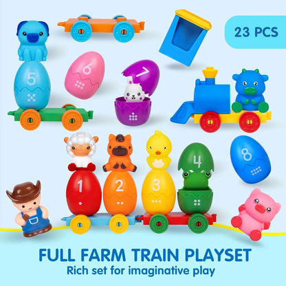 SmartTracks™ Farm Animal Train 🧠🚂 Hands-On Montessori Fun