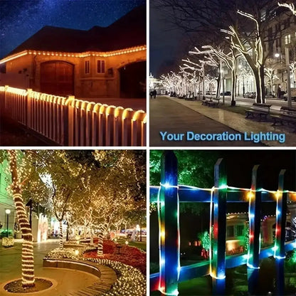 1pc Solar LED String Light 50LED Tube Rope String Lights With 8 Modes AliExpress