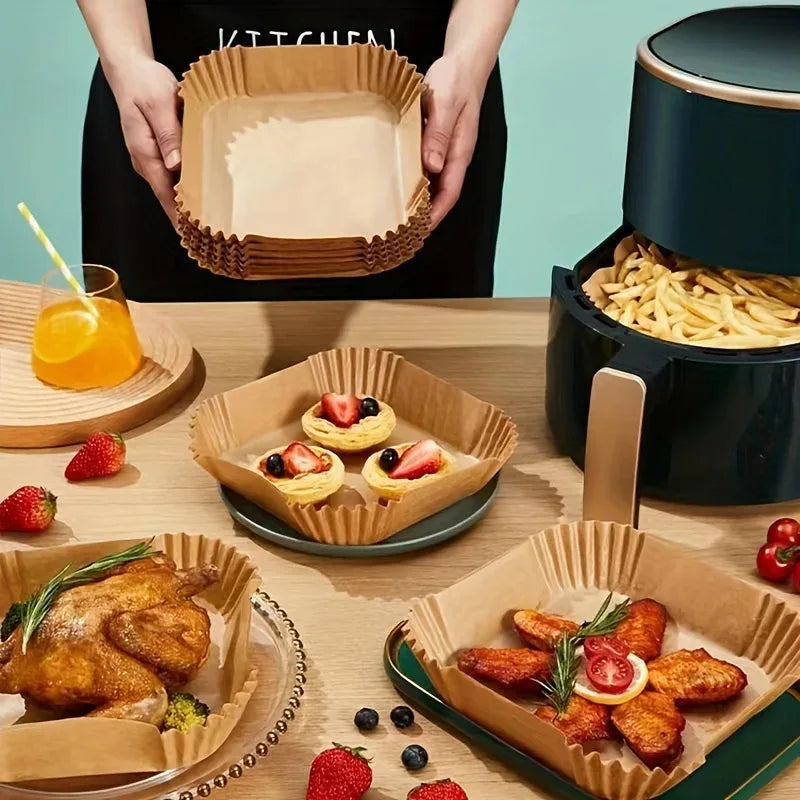 50 Pcs Nonstick Air Fryer Paper Liners Disposable For Clean Mess Free Cooking
