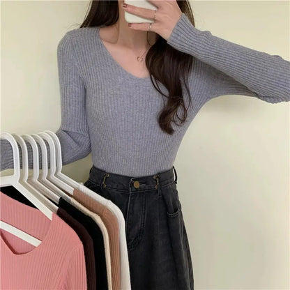 Women's Casual Knitted Sweater | Long Sleeve Pullover for Fall & Winter