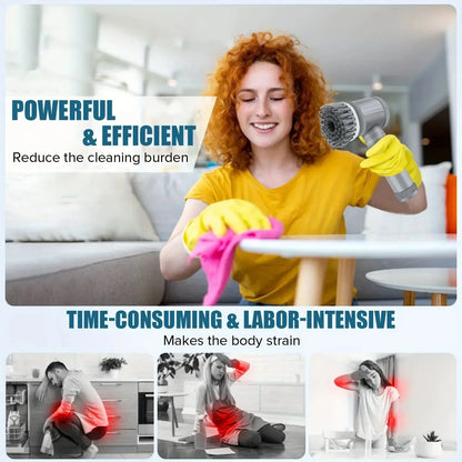 6 in 1 Electric Spin Scrubber,Bathroom Cleaning Brush Power Scrubber