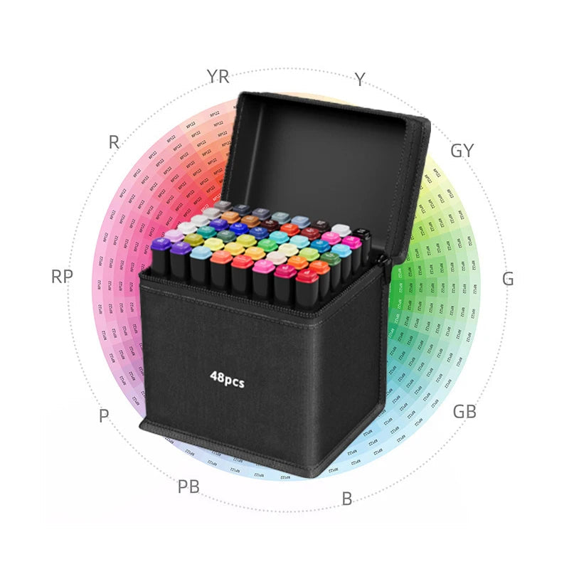 12/24/30/40/60/80/100/120/168pcs Art Marker Set, Watercolor Brush Pens For Students, Dual Tip Oil-Based Markers For Art Students Stone's Store