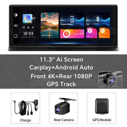 View details for K2 Pro 11.3" Car DVR 4K Camera Wireless Carplay Android auto Ai Screen
