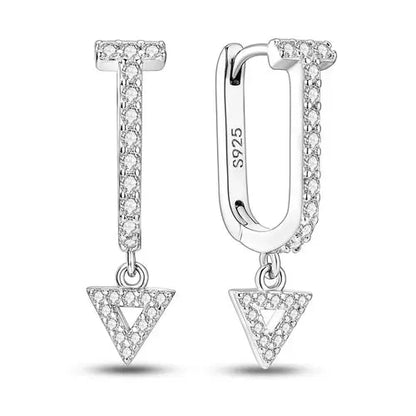 Hot 925 Sterling Silver Geometric Minimalist Series Drop Earrings For