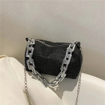 Allover Rhinestone Bucket Bag, Glitter Chain Prom Purse, Women's Mini Crossbody Bag (6.3*3.54) Inch Stone's Store