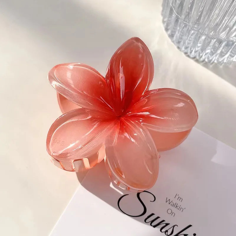 Six colors Gradient Flower Hair Accessories Set Beach Style Hairpins Flower Claw Clips Summer Flower Hairpins Hawaiian Style Sheeamy Store