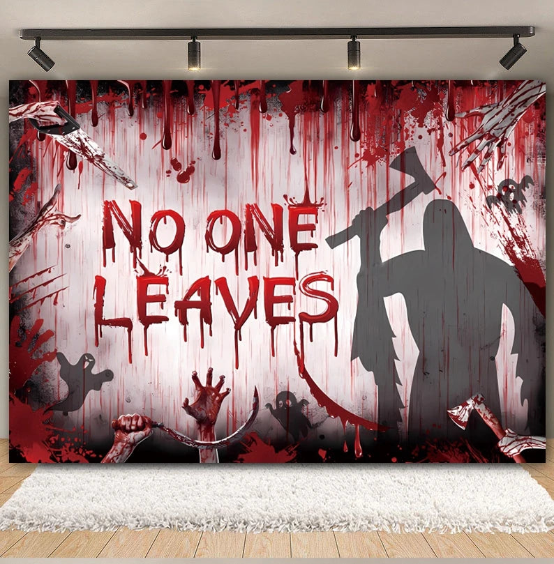 Horror Halloween Backdrop Blood Splatter Ghosts Bloody Handprints Haunted House Party Decor Photography Background Photo Studio