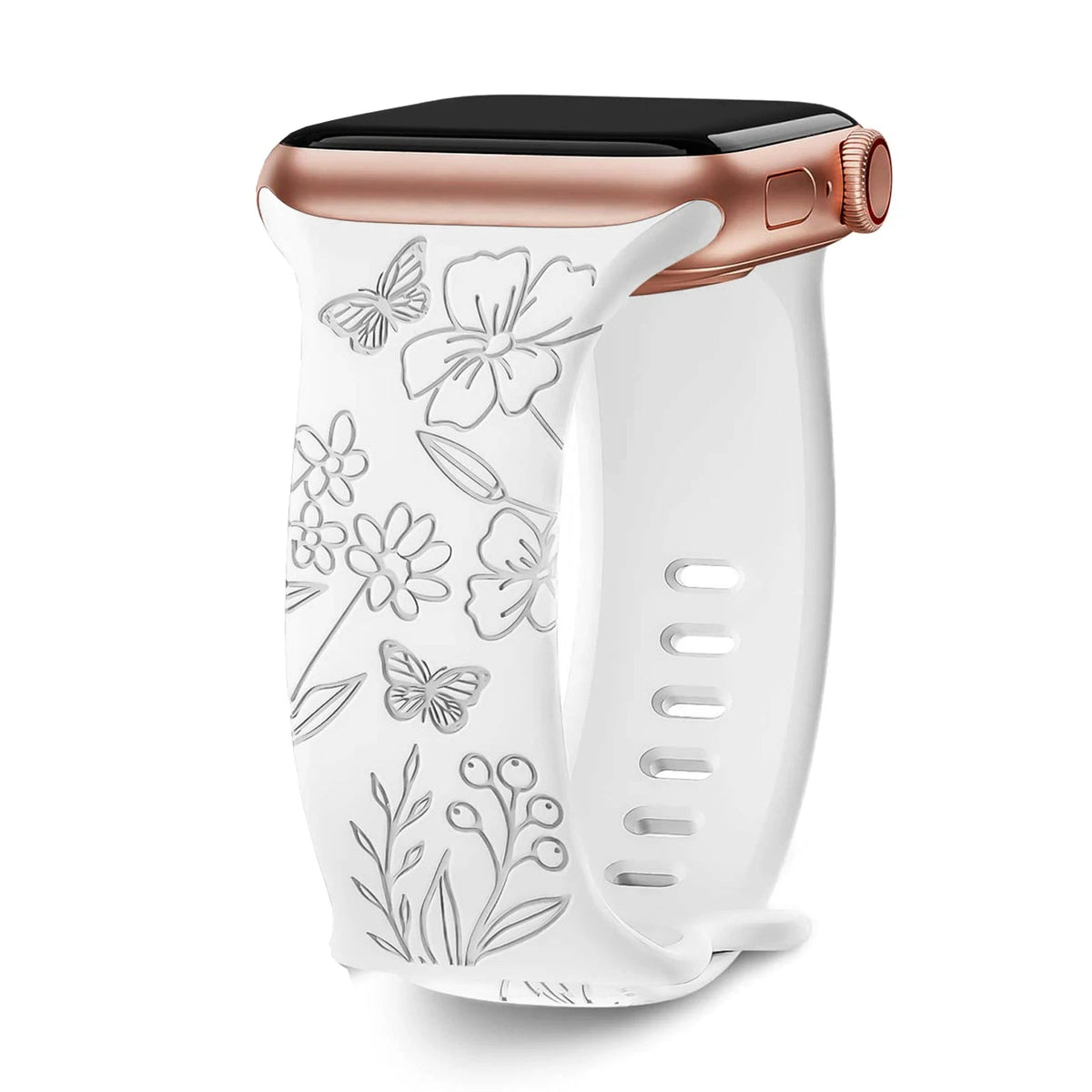 Levo Floral Engraved Silicone Band Personalized Strap Store