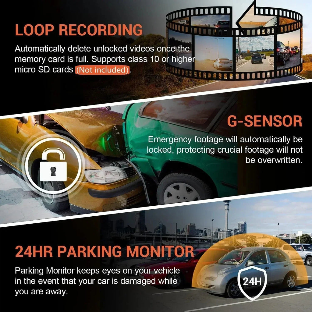 New  Wide Angle 1080P WIFI APP Control Dual Camera Dash Cam (Front & Inside) With IR Night Vision Loop Recording Gmaipop Store