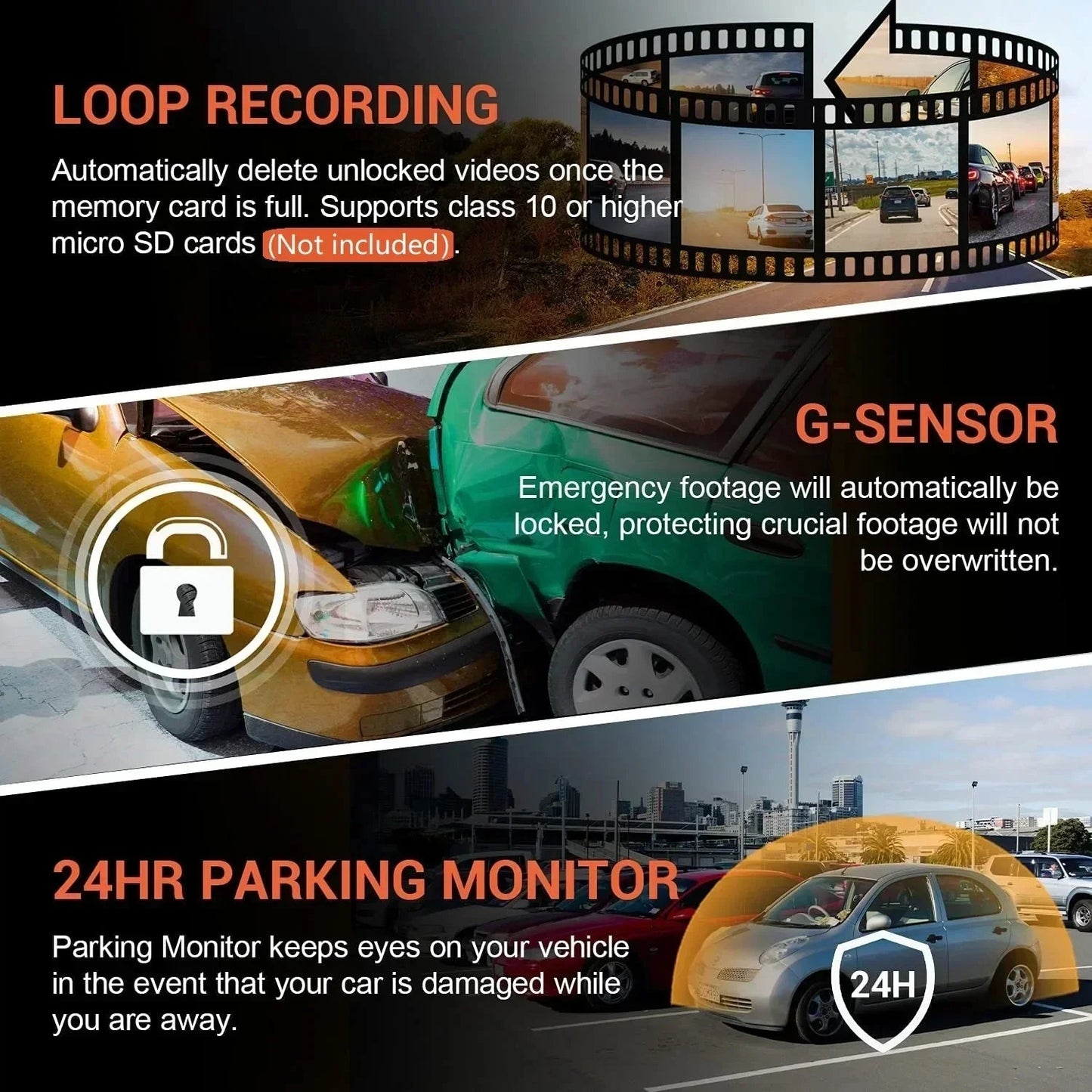 New  Wide Angle 1080P WIFI APP Control Dual Camera Dash Cam (Front & Inside) With IR Night Vision Loop Recording Gmaipop Store