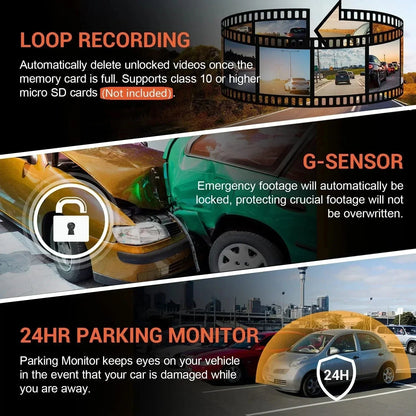 New  Wide Angle 1080P WIFI APP Control Dual Camera Dash Cam (Front & Inside) With IR Night Vision Loop Recording Gmaipop Store