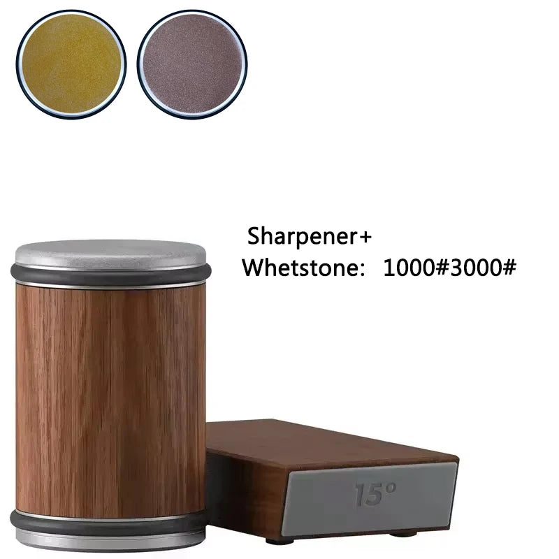 Pouring Rolling Knife Sharpener sapele Magnetic Holder Whetstone Sharpening Stone Kit 15 and 20 Degrees Angle Roller Accessory