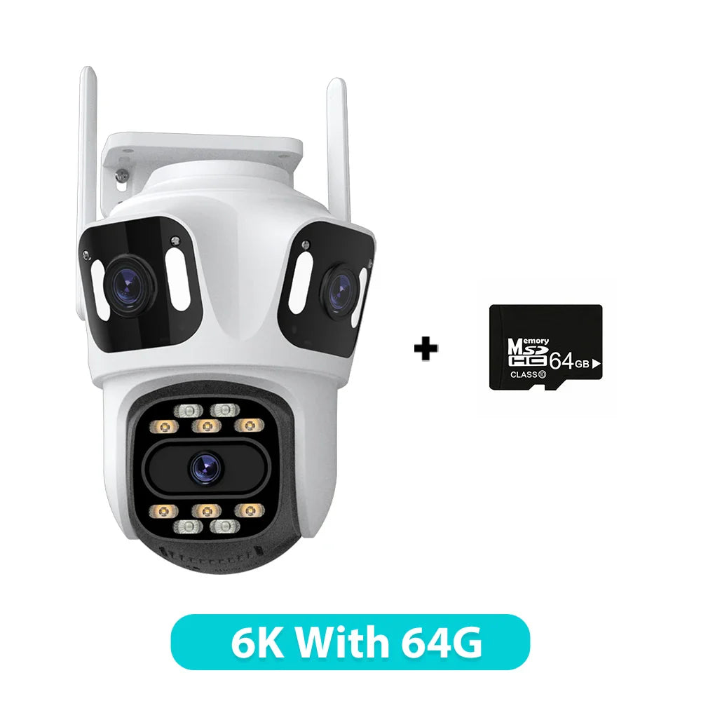 Three Lens PTZ IP Camera Outdoor 6K HD Three Screen WiFi Security Camera Auto Tracking 4K Dual Len Wirelss CCTV Camera iCsee Stone's Store