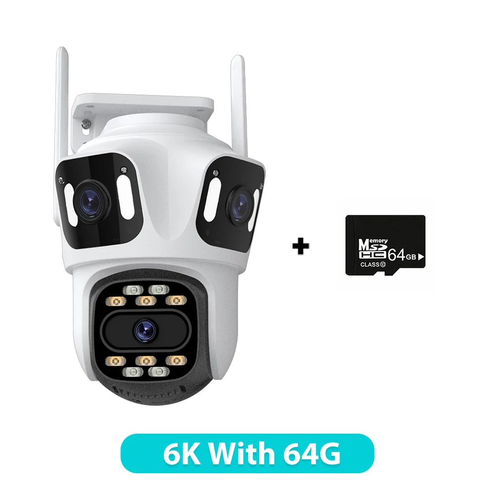 Three Lens PTZ IP Camera Outdoor 6K HD Three Screen WiFi Security Camera Auto Tracking 4K Dual Len Wirelss CCTV Camera iCsee Stone's Store