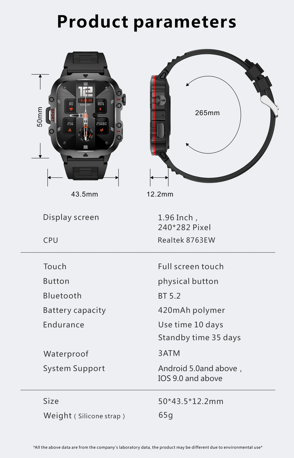 Smart Watch for Xiaomi Military GPS Tracker Men IP68 5ATM Outdoor Sports Fitness Tracker Health Monitor 1.96" BT Call Smartwatch LIGE SmartWatch Official Store