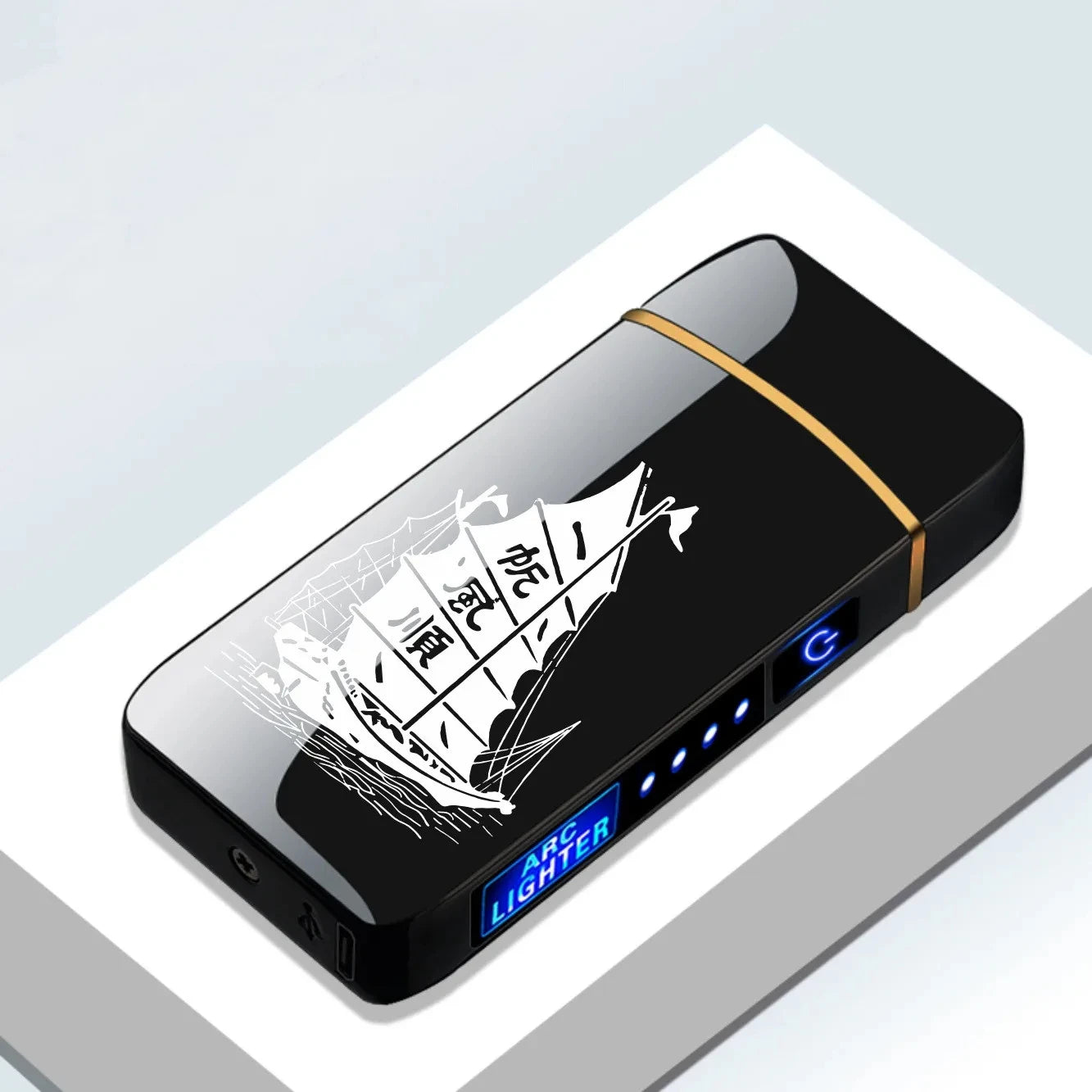 Hot Electric Windproof Metal Lighter Double Arc Flameless Plasma Rechargeable USB Lighter LED Power Display Touch Sensor Lighter Firefirefire Store