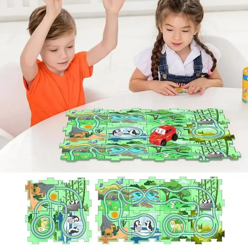 DIY Electric Trolley for Kids - Land-Based Puzzle Race Set