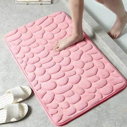 1 alfombra de terciopelo en relieve de espuma viscoelástica antideslizante para baño y sala de estar.