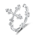 Adjustable Rings Real 925 Sterling Silver Stackable Engagement Zircon Open Size Rings For Women Jewelry big nose Official Store