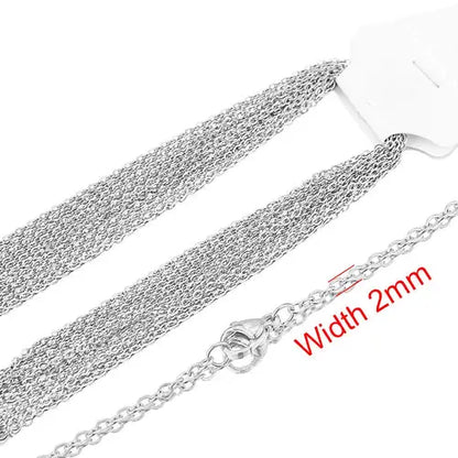 10pcs Stainless Steel Necklace Cuban Chains Hypoallergenic Rolo Link