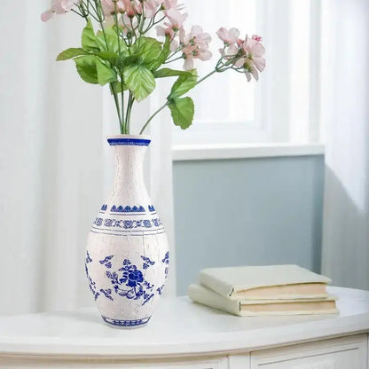 3D Puzzle Vase Blue and White Porcelain Design Made ABS Home