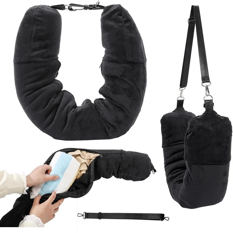 PackPillow™ Almohada de viaje para el cuello ✈️ — Rellena con ropa, ahorra espacio