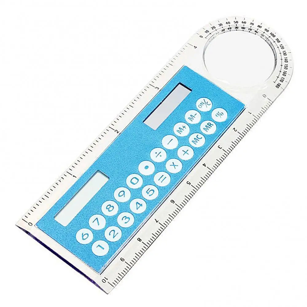Solar Ruler Calculator with Magnifier Transparent Pocket Mini Calculator Stationery Math Toys School Electronics Calculator Shop1100073022 Store