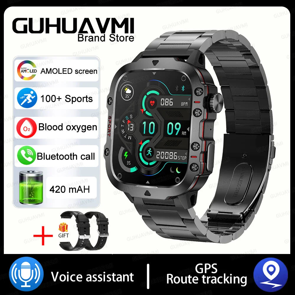 Smart Watch for Xiaomi Military GPS Tracker Men IP68 5ATM Outdoor Sports Fitness Tracker Health Monitor 1.96" BT Call Smartwatch LIGE SmartWatch Official Store