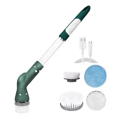 Cordless Electric Cleaning Brush With 4 Replaceable Heads Auto Spin