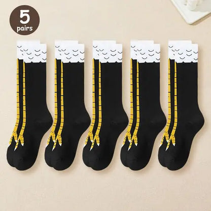 1/2/5 Pairs Women Knee High Socks Trendy Cartoon Funny Chicken Claw AliExpress