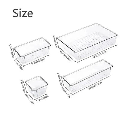 7/14 Pcs Drawer Organizers Set Clear Plastic Desk Dividers Bins