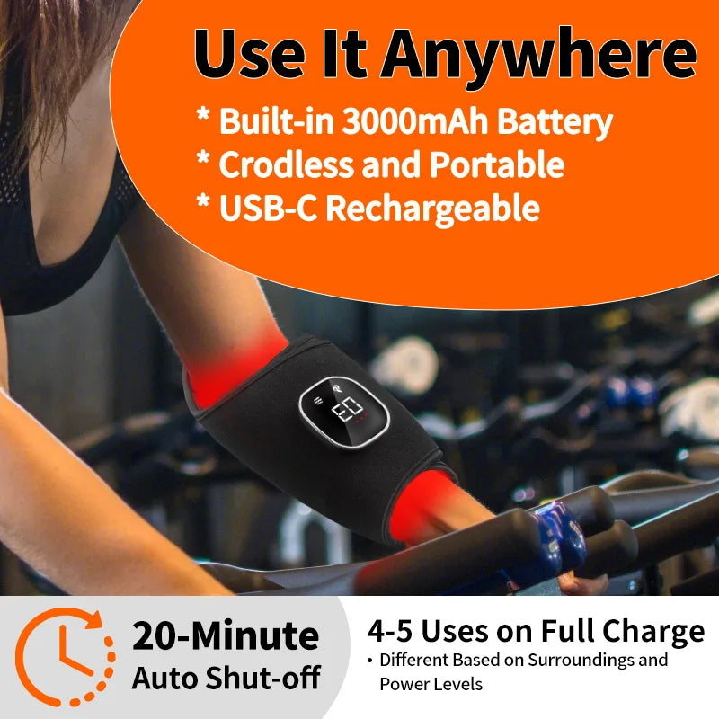 Wrist Ankle Red Light Therapy Massage Belt Wireless 64pcs 660nm&850nm Light Therapy for Plantar Fasciitis&Achilles Tendonitis