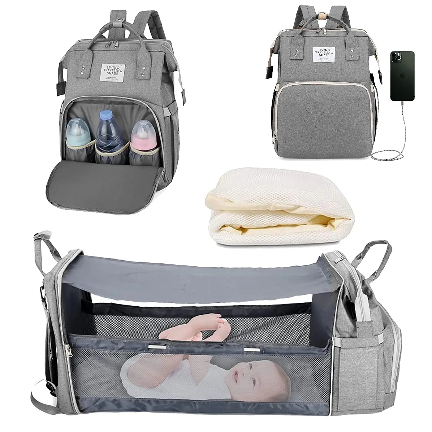 3-in-1 Diaper Bag & Baby Bed YOURSChoice Store