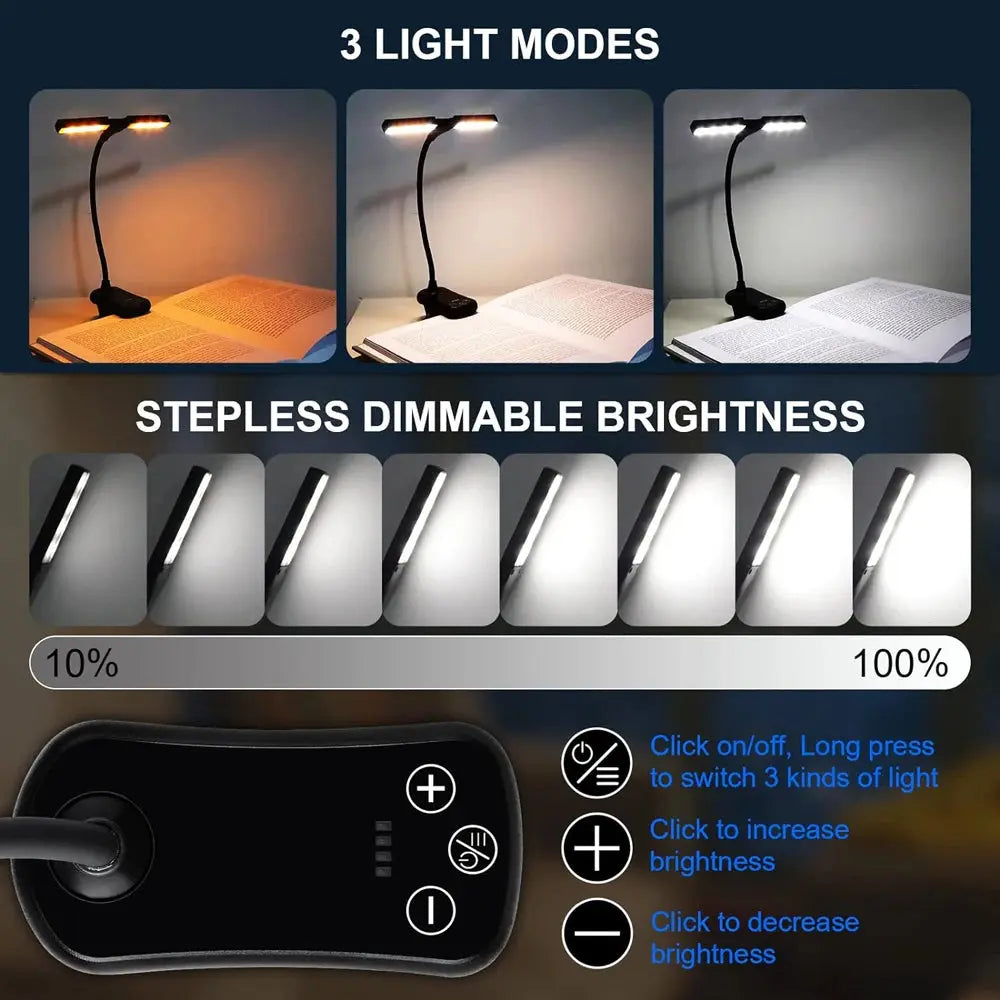 Dual Heads 14 LED Touch Control Reading Light with 3 Colors&8 AliExpress